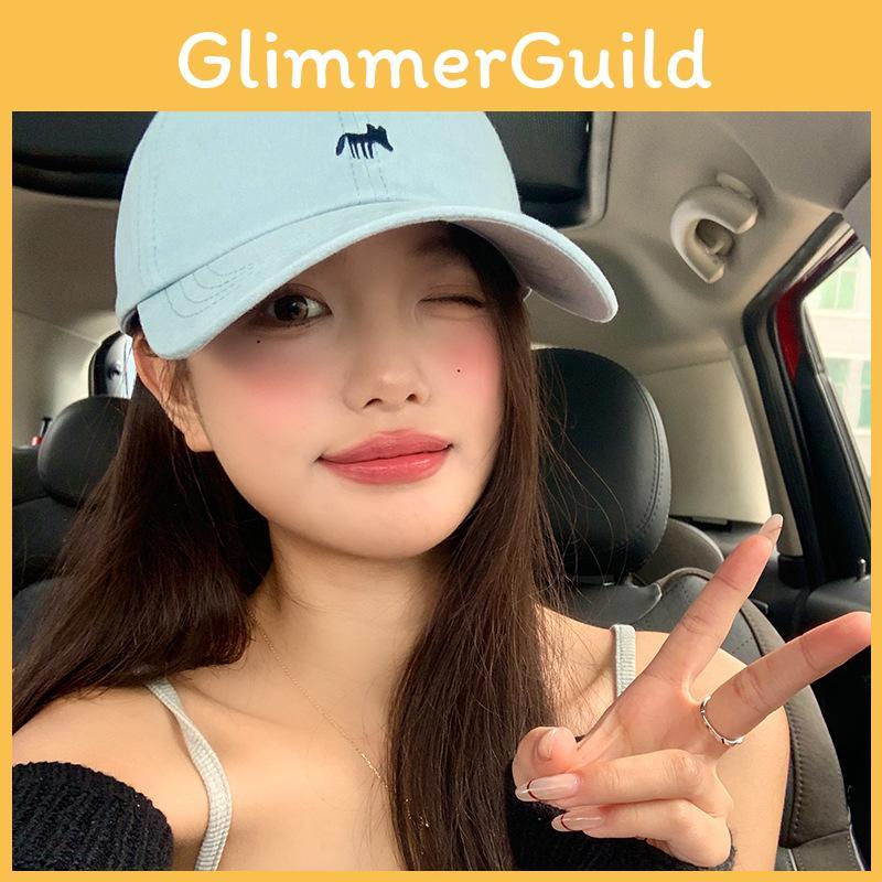 Summer Fashion Womens Blue Fox Embroidered Hat With Large Duckbill Brimmed