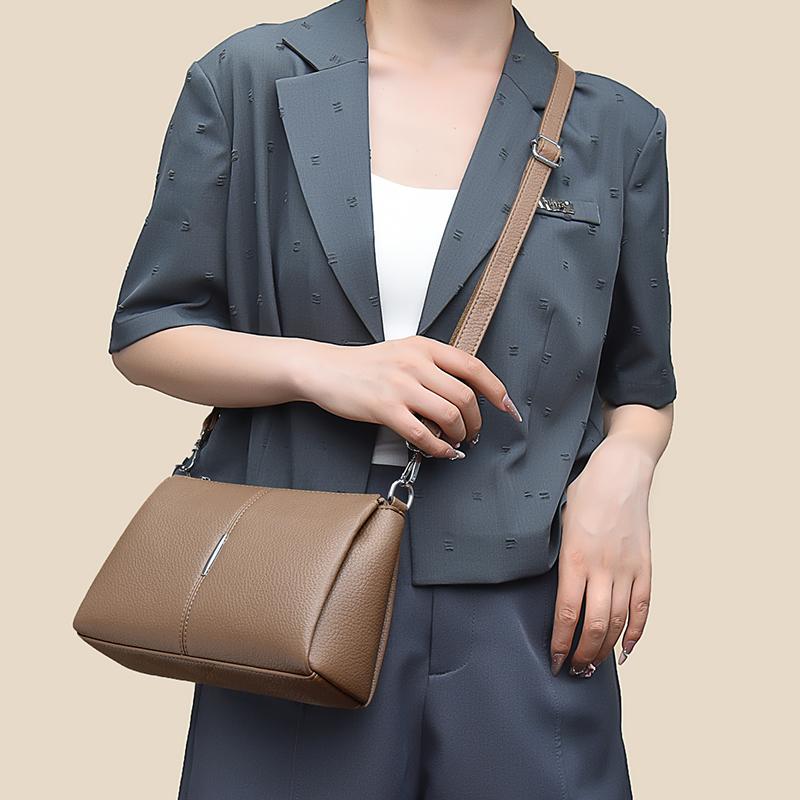 Elegant Women's Shoulder Bag with Unique Texture Design Stylish Soft Leather Handbag with Zipper Pockets Everyday Crossbody Bag
