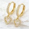 Retro Heart-Shaped Zircon Earrings Love Heart Ear Hoops Earrings for Women Charm Jewelry Gift