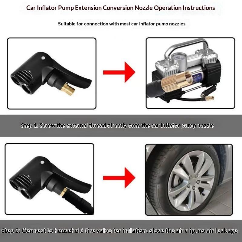 2 In 1 Bicycle Pump Nozzle Adapter Metal Air Chuck Valve Connector For Car Motorcycle Bike Efficient Inflation