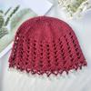 Knitting Hat Bohemian Style Hollow Design Women Hat with Faux Pearls Pendant Lightweight Elastic Hat Headwear