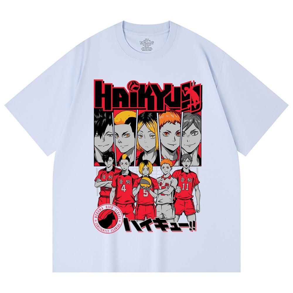 230 Gsm 100% Cotton Haikyu V8 Nekoma High Print Unisex Heavy Cotton T Shirt