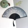 Foldable Bamboos Fan With Flowing Tassels Imitation Silk Handheld Fan For Cooling And Decorative Purposes Holiday Gift