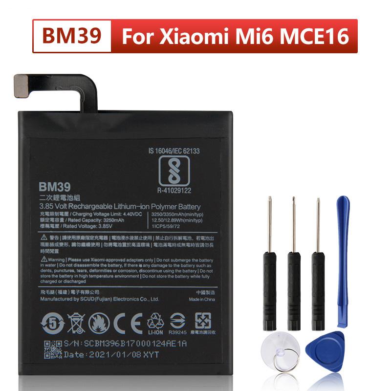 NEW Replacement Battery BM39 For Xiaomi Mi 6 mi 6 MCE16 BM39 Phone Battery 3350mAh