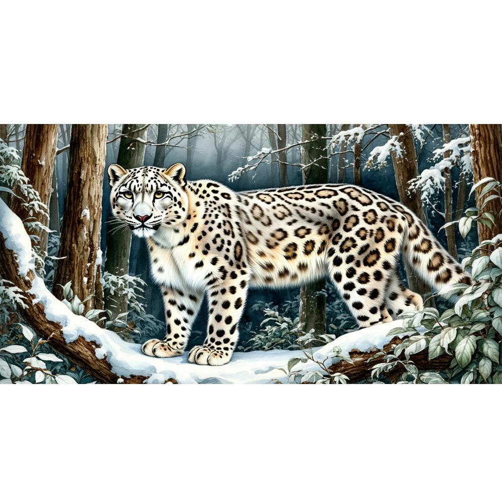 

Большой размер Мозаика Сделай сам Полные наборы для рисования бриллиантами Искусство Волк Тигр Леопард в снегу Вышивка Крестом Стразы round 30x60cm белый