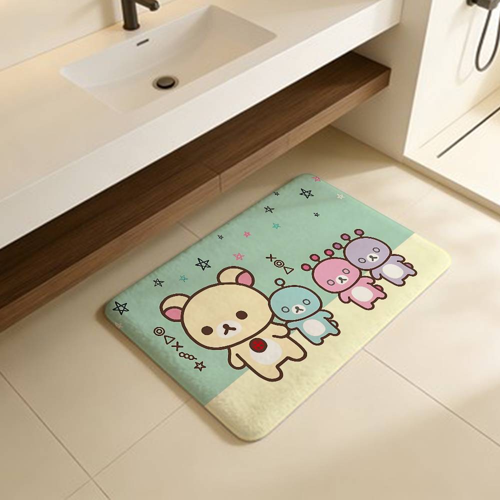 R-Rilakkuma Cartoon Anime Floor Mat Cheaper Anti-slip Modern Living Room Balcony Printed Bedside Mats