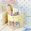 Cute Rotating Pen Holder Desktop Drawer Stationery Box Case School Office Desk Kawaii Stationery Storage Box Organizer Stickers