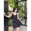Sexy Spice Girl Wind Lace Splicing Suspender Dress Women's Summer Design Sense Waist Skinny Short Skirt