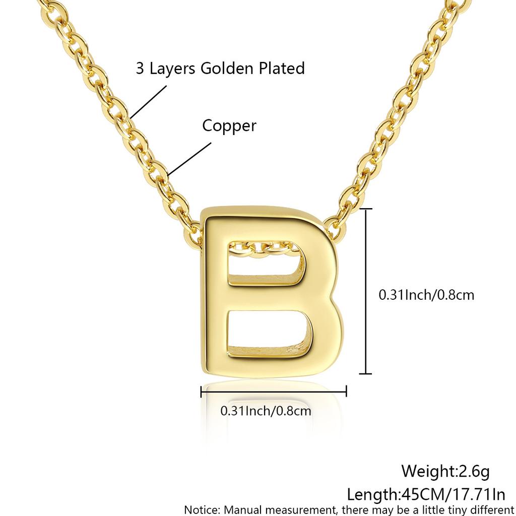 26 Large Capital English Letter Necklace Polished Smooth Hole-Punched Pendant Fine Chain Women's Item