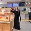 Long sleeve Sweater Dress Women Maxi Dress Knit Fishtail Long Winter knitted Dresses clothes ruffelss Women Clothing