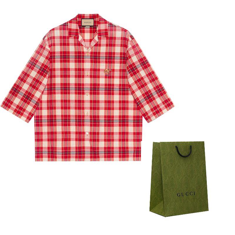 Gucci Shirts Men's Red Lapel Moderate Shirt 653446-ZAG0O-6172