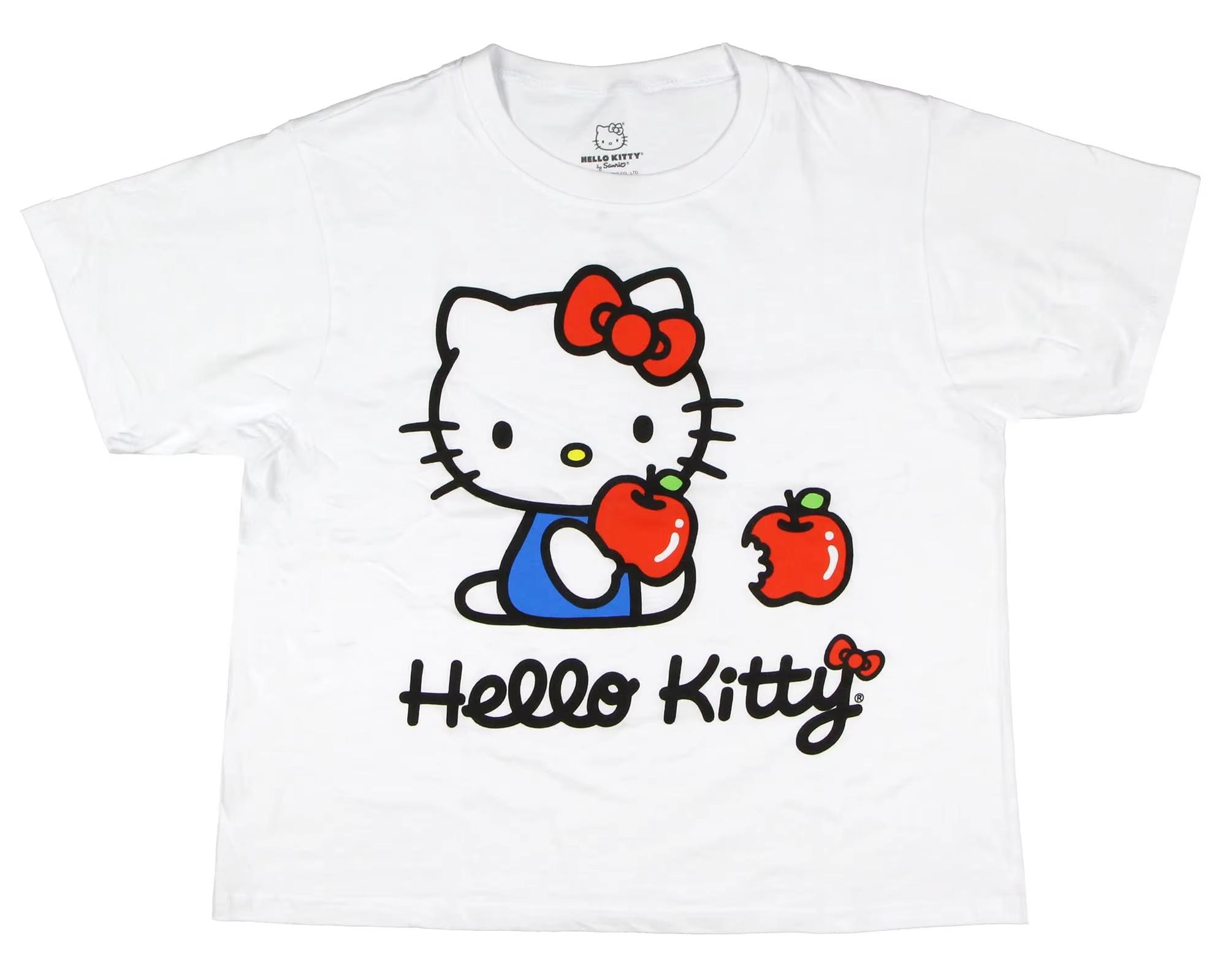 

2026 new Summer HelloKitty Cartoon Graphic Tee Casual Short Sleeve Cotton Tops for Adults Kids Lovely Kawaii Streetwear Style S