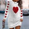 Ladies' Elegant, Fashionable, Trendy and Casual Hoodie, 3D Heart Symbol Printed Three-dimensional Cut Women's Long Hoodie Valentine's Day Gift