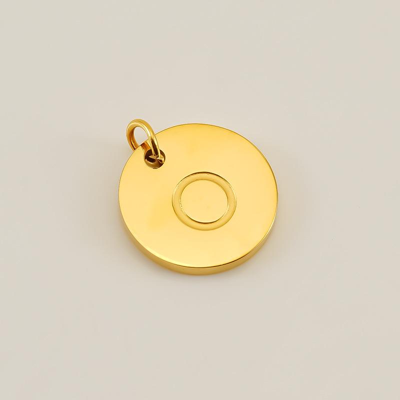 Minimalist Round Stainless Steel Initial Pendant – 26 English Letters, Smooth Surface, DIY Jewelry Accessory