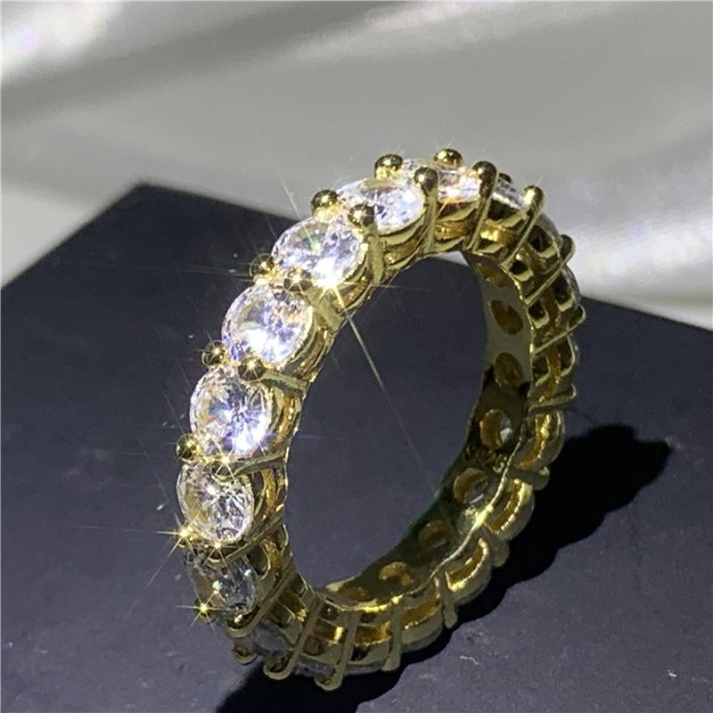 Fine Engagement Eternity Promise Ring AAAAA Zircon 925 Sterling Silver Statement Wedding Band Rings for women men Jewelry Gift