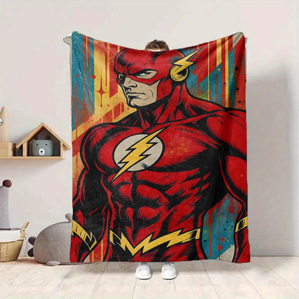 1pc Flash superhero Blanket Lightweight Flannel Throw For Sofa, Bed, Travel, Livingroom, Office, Couch, Chair, And Bed