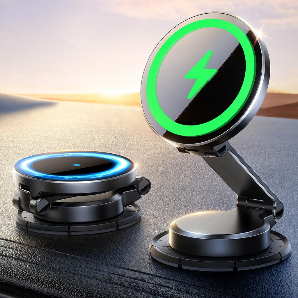 Magnetic car phone holder with inductive charger 15W black