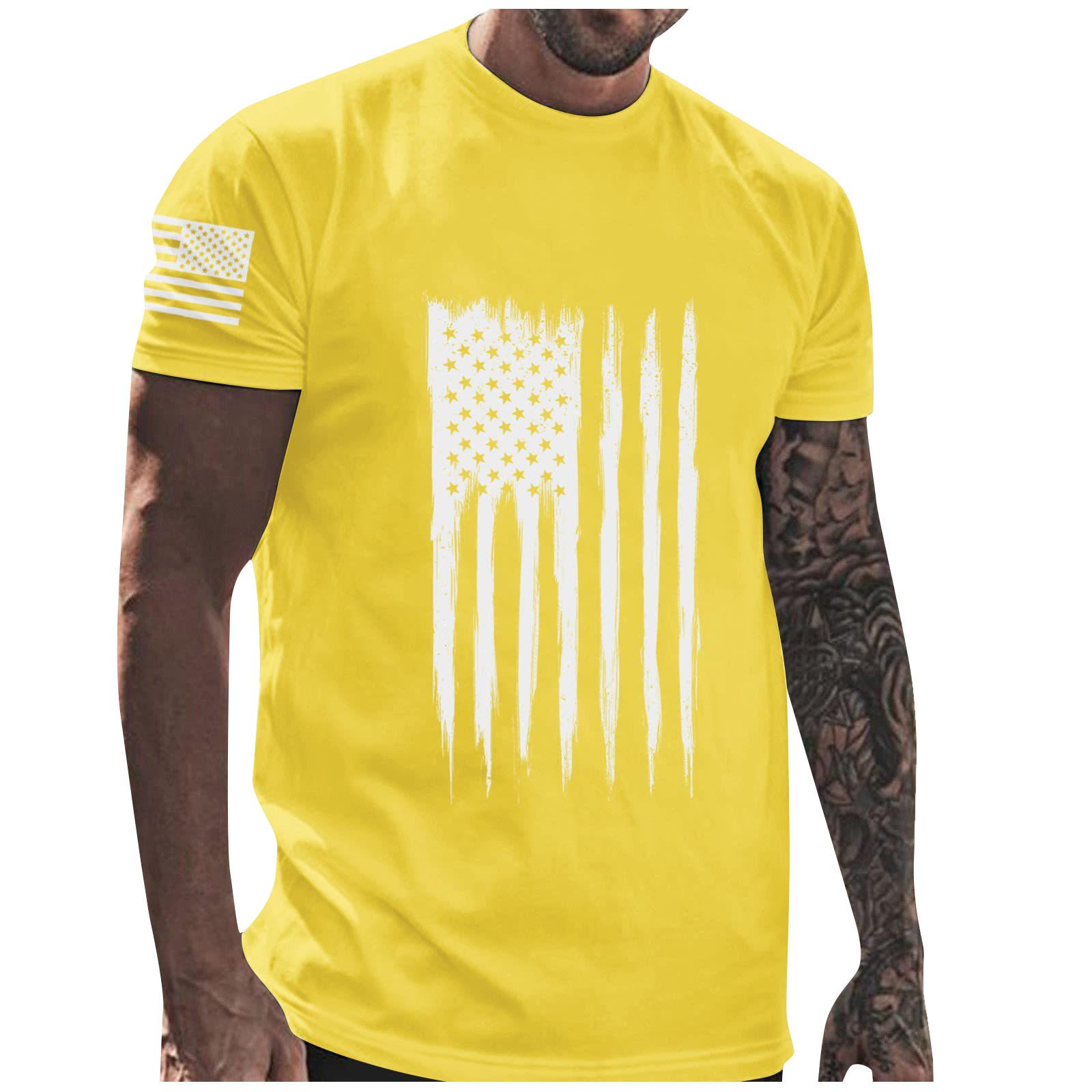 

Мужская футболка с коротким рукавом и принтом, летняя круглая шея, трендовая повседневная толстовка M жёлтый