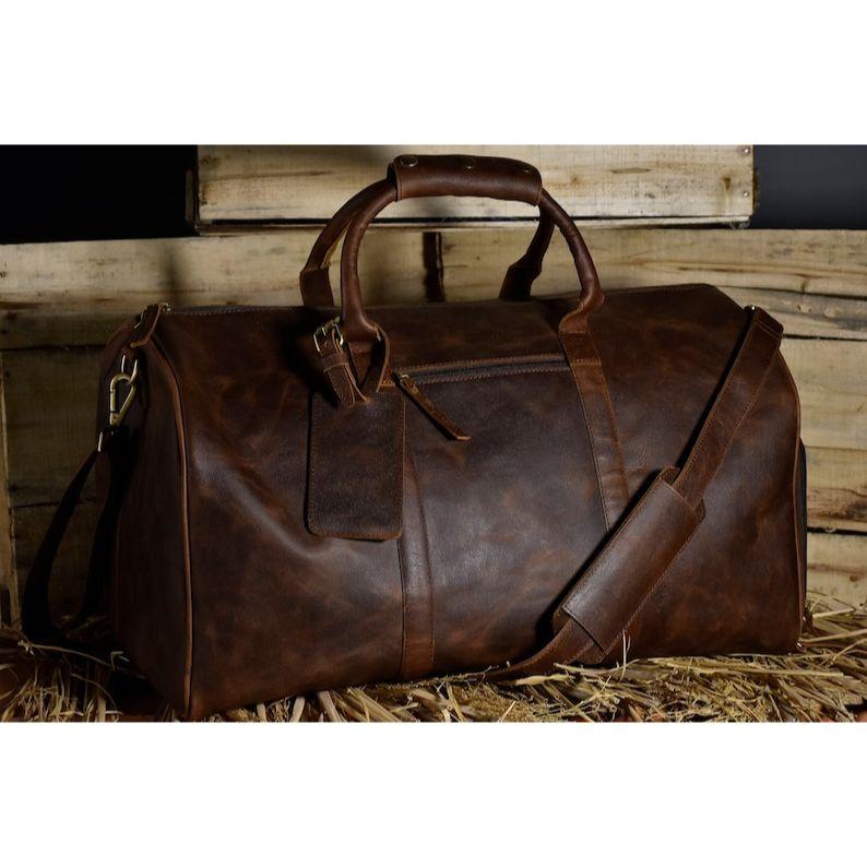 Leather Duffel Bag Full Grain Leather Weekender Bag Handmade Large Weekend Travel Vacation Holidays Bag Best Men Gift Groomsmen