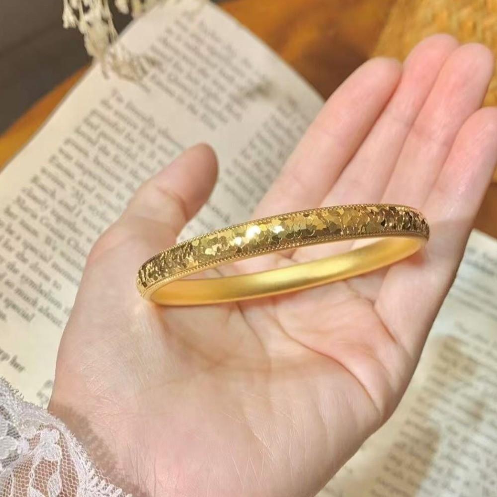 Fish Scale Pattern Ice Breaker Gold Bracelets Elegant Shiny Cuff Engagement Ceremony