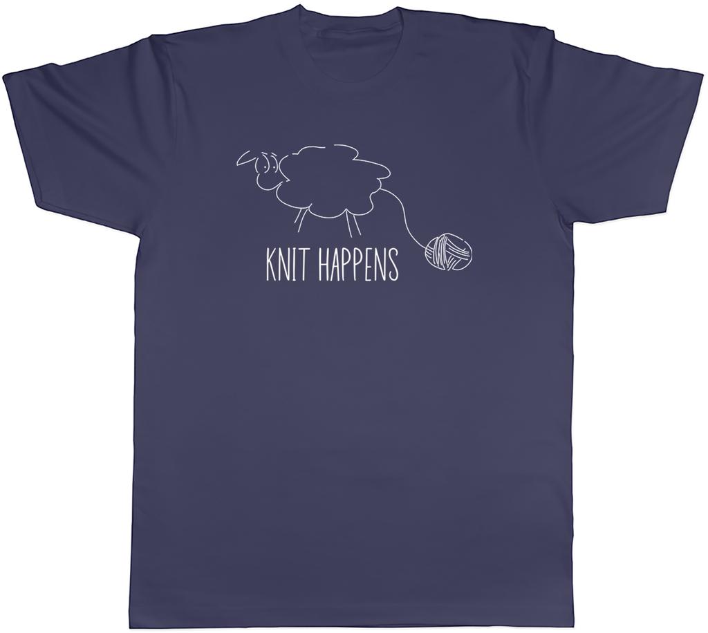 Funny Knit Happens Unisexs TShirt Sheep with Wool Yarn Tee Gift
