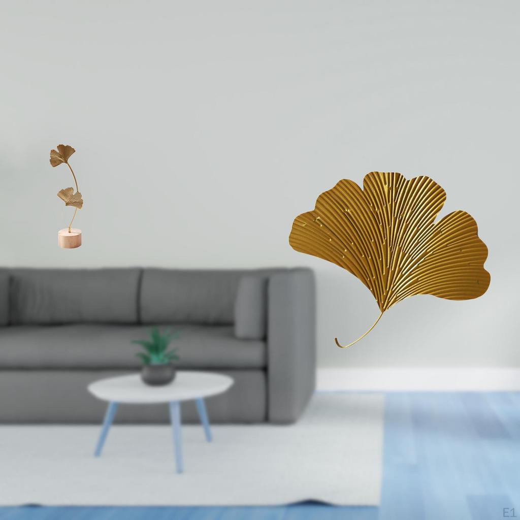 Nordic Creative Metal Sculpture And Wrought Iron Ginkgo Leaves Abstract Wall Mounted Figurine Crafts
