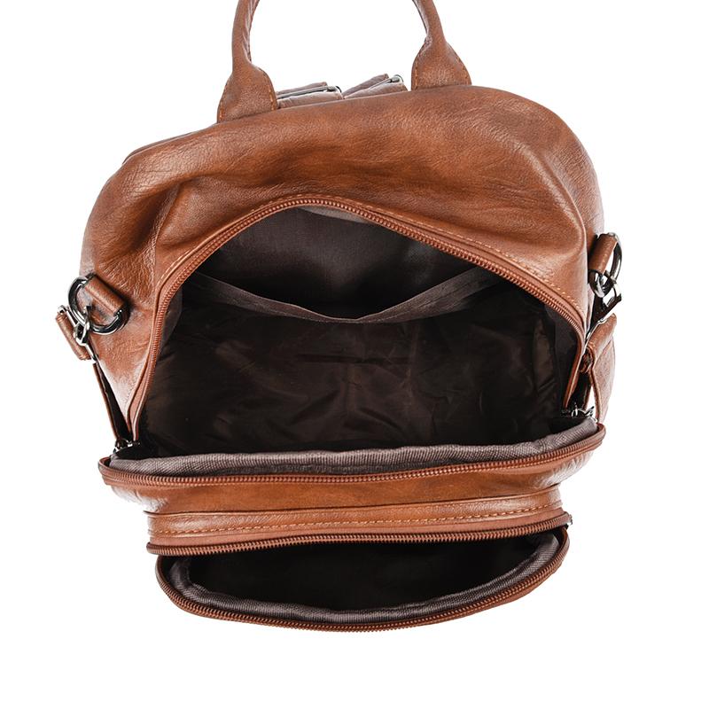 Printed Large Capacity Backpack Women's Retro PU Backpack