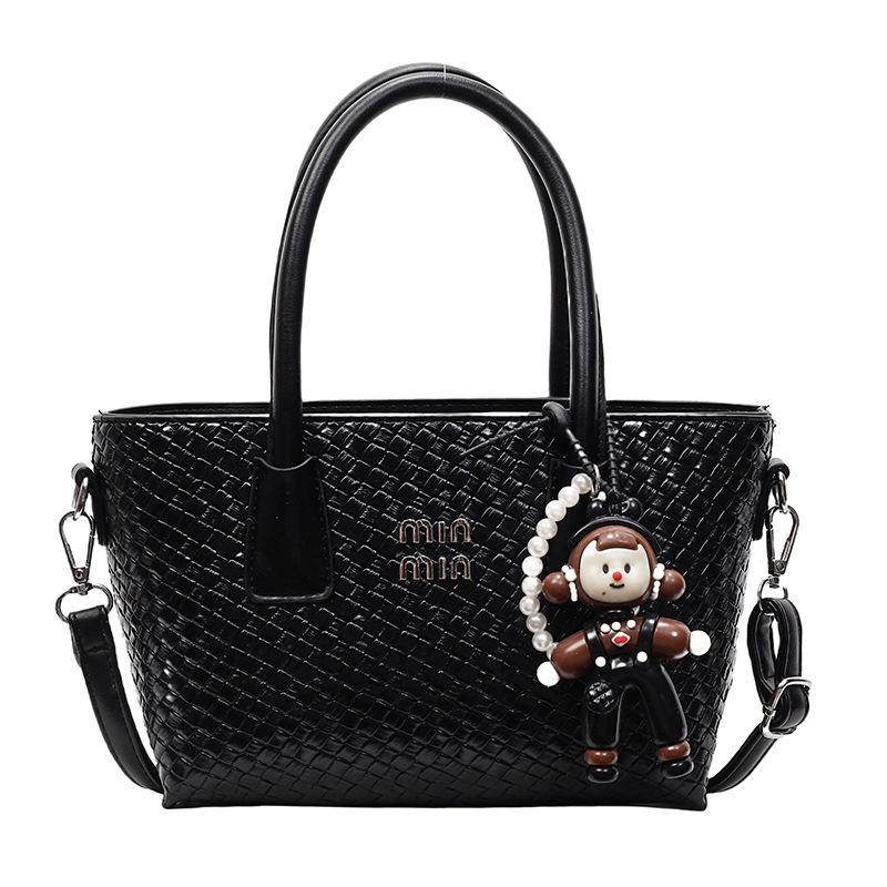 Korean Version of the Hot Sale, Design Sense, Woven Pattern Temperament, Portable Bucket Bag, Women's Leisure Commuting Versatile Fashion Messenger B