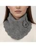 Women Winter Knit Waves Edge Turtleneck Faux Collar Elegant Flower Detachable Pullover Triangular Scarf Wrap Neck Warmer