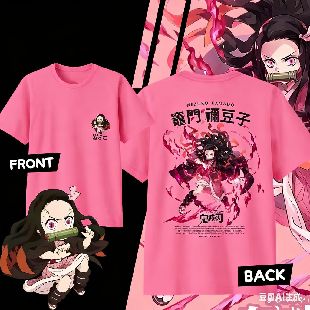Demon Slayer Kamado Nezuko Pure Cotton Tshirt for 2026 Summer KidsUnisexsWomens Fashion Casual Cosplay Short Sleeved Tshirt