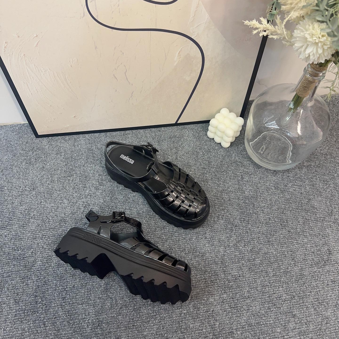 

Жіночі плетені римські сандалі на товстій підошві 2024 Melissa: Модні, універсальні та на високих підборах для літа Size 40