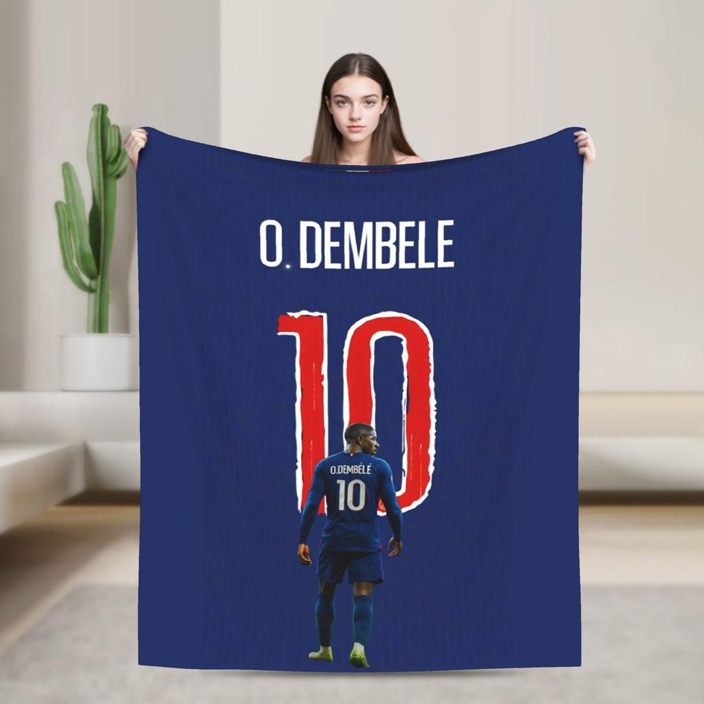 Dembele Number Blanket Fleece Football Warm Throw Blankets for Bedding Couch Bedspread