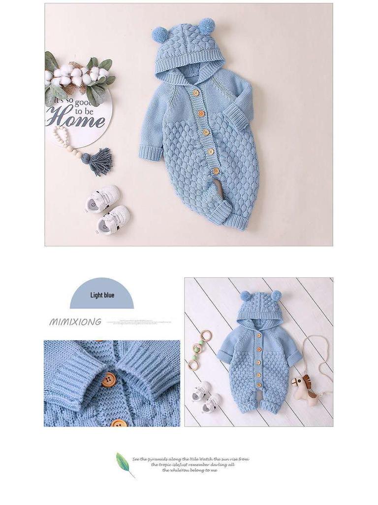 Newborn Knitted Wool Romper - Cute & Warm Baby Sweater for Boys & Girls (Autumn/Spring)