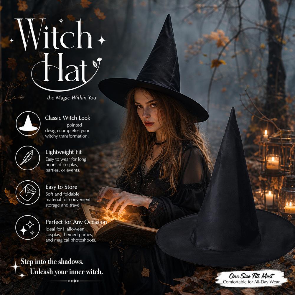Halloween Witch Hat Cap Hanging Witch Hat Costume Accessory for Halloween Party Favor, Black