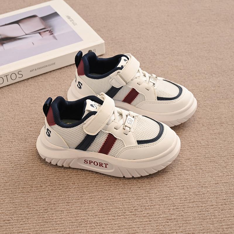 Children's shoes 2025 spring new boys platform sports shoes girls casual Velcro white shoes medium and large children's board shoes