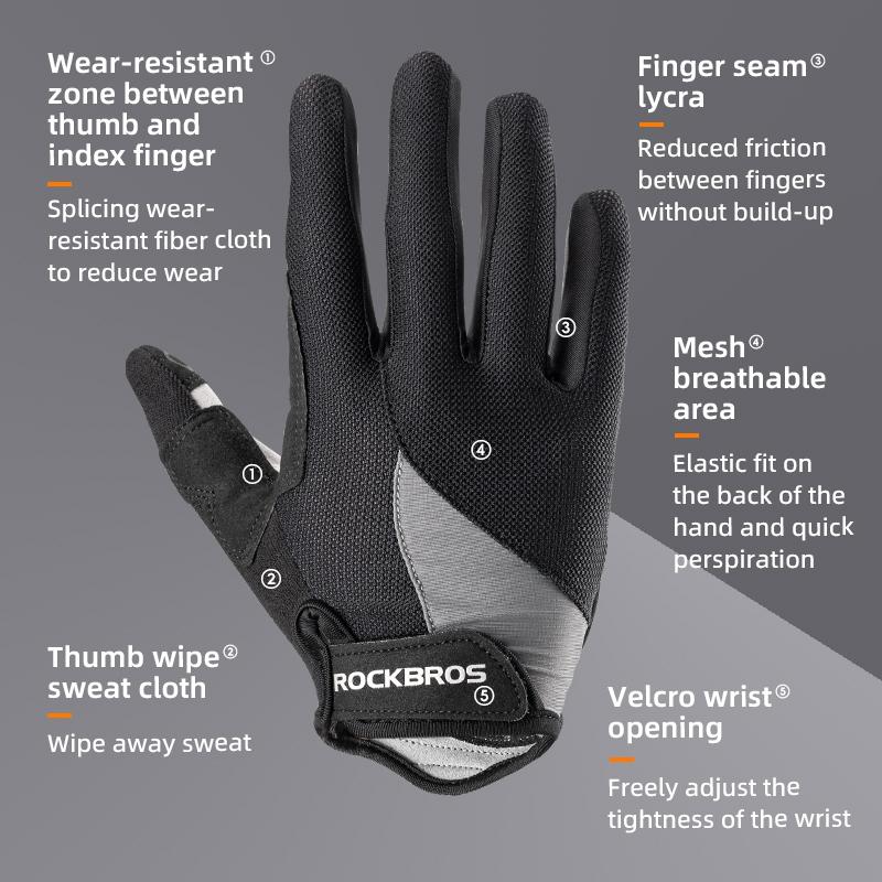 ROCKBROS Windproof Cycling Gloves Bicycle Touch Screen Riding MTB Bike Glove Thermal Warm Motorcycle Winter Autumn Bike Clothing