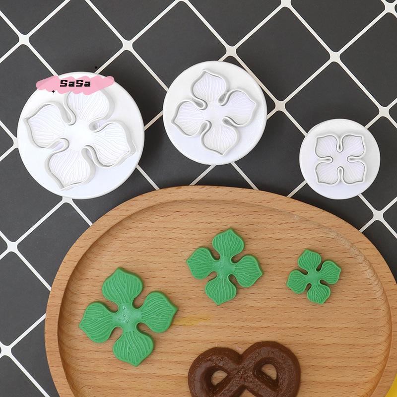 3Pcs/Set Plastic Hydrangea Fondant Cake Decorating Plunger Cutter Flower Blossom Mold for Home Cake Decorating Tools Set
