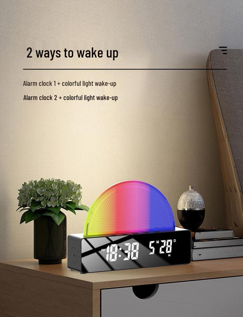 Sunrise LED Alarm Clock with Seven-Color Wake-Up and Sleep Light