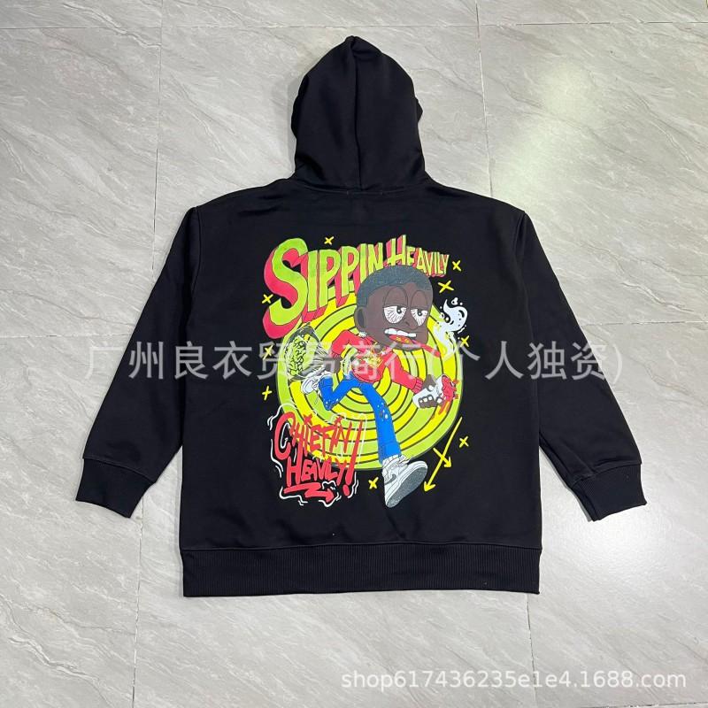 Mens Streetwear Graphic Hoodie Loose Fit Cotton Pullover Sweatshirt Casual Hip Hop Style