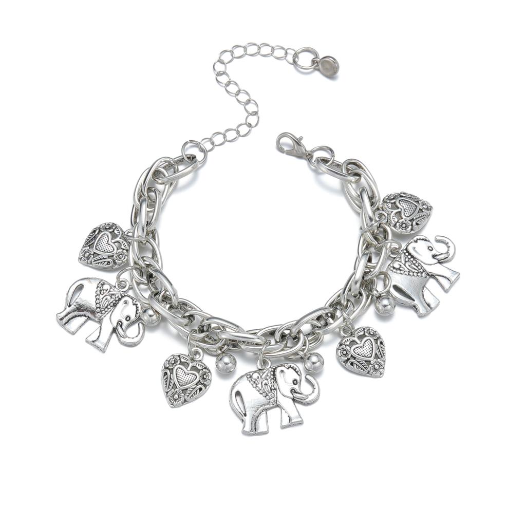 Summer Beach Style Carved Elephant Hollow Heart Tassel Women's Feet Chain