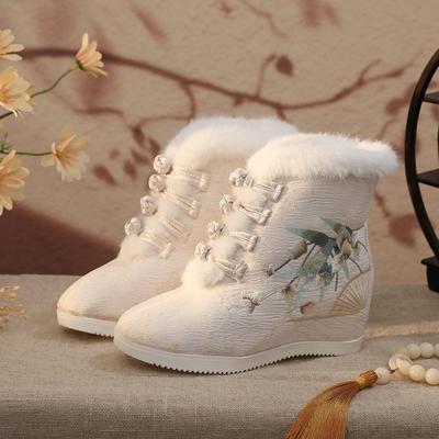 Winter Warm Snow Boots for Women Platform Slip On Faux Fur Lining Ankle Booties Shoes Women's Comfortable Embroidered Fleece Lined Walking Short Boots