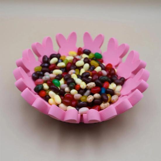 Yousheng Pink Bunny Bowl Candy Tray for Easter Decorations Festive Bunny Candy Dish Easter Gift Basket Home Decor for Family