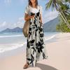 Casual Wide Leg Jumpsuits For Women Boho Floral Pleated Overalls Rompers Summer Outfits With Pockets