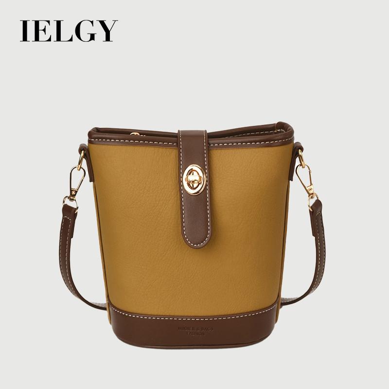 IELGY Ladies Bucket Bag Retro Contrast Color Shoulder Messenger Bag