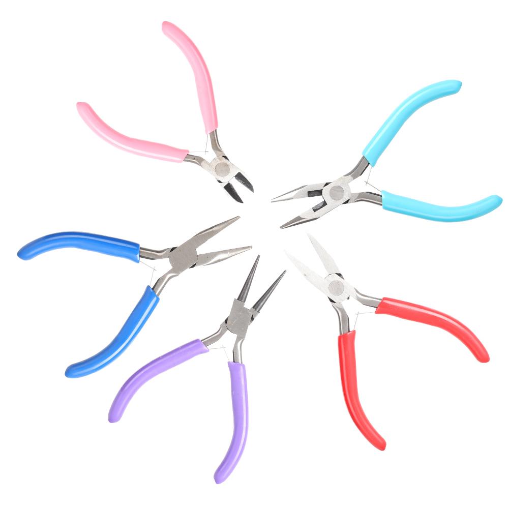 5pcs Mini Pliers Jewellery Making Pincers Flat Long Toothless Nose Clamp Wires Cutter Hand Tool