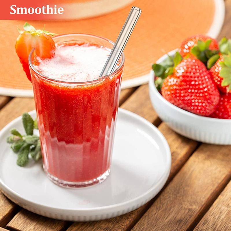 12Pcs Reusable Glass Straws Set with Cleaning Brush Colorful Glass Eco-Friendly Drinking Straws for Milkshake Smoothie Coffee