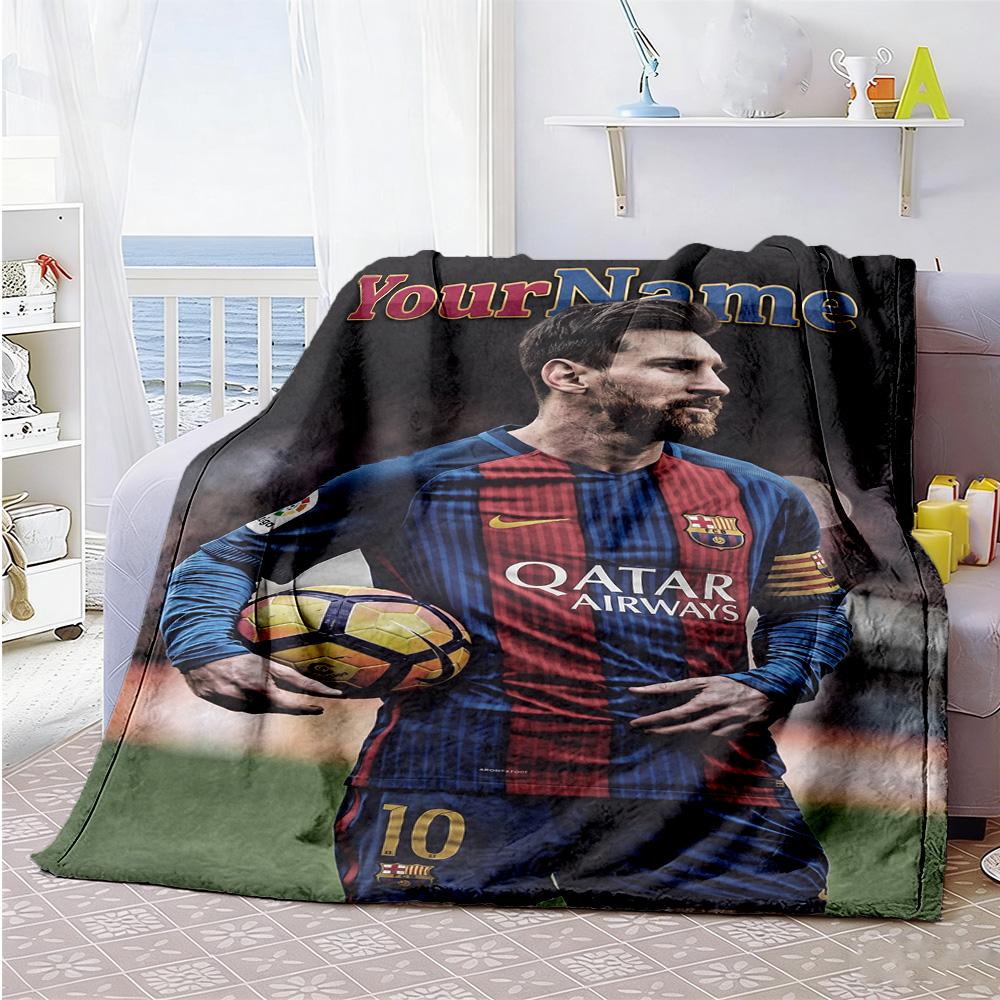 Messi 260 Customize Text Blanket Cozy Customizable Blanket Comfortable Suitable for Chair Bedding Office Picnics Four Seasons Universal