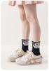 4 pairs of 26 spring/summer new cartoon soft, comfortable and breathable mid length socks for children, girls