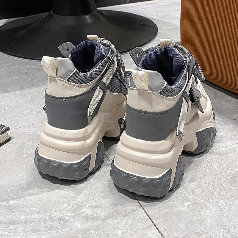 Fashion 10CM Women's Breathable Mesh Platform Shoes Outdoor Increase Height Chunky Sneakers for Women Casual Walking Shoes Women's Tenis