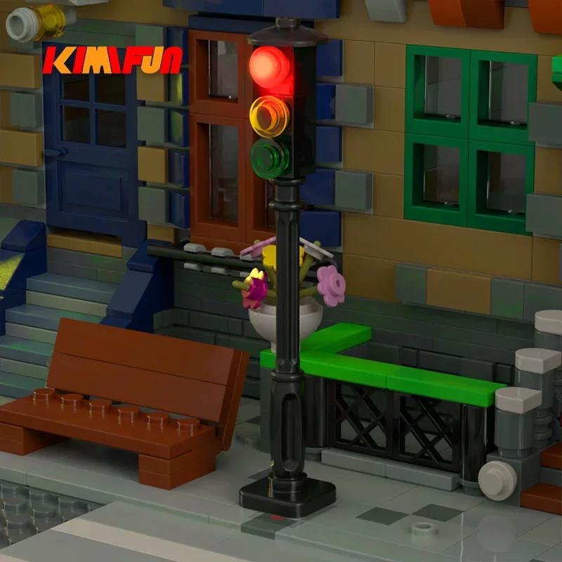 1Pcs Led Moc Street Automatic Cycle Traffic Signal Light Building Blocks City Series Bricks Block Set Model